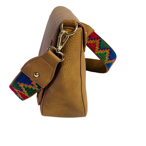 Madden Brown Saddle Bag Flap Fringe Tassel Wide Hippie Strap Aztec VTG Inspired - Picture 4 of 16